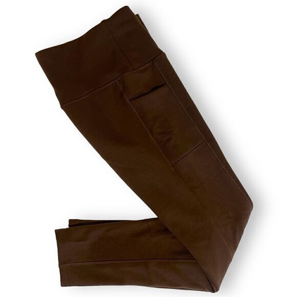 Gayhay Buttery Soft High Waist Leg Pocket Fleece Lined Leggings Brown - Picture 8 of 16